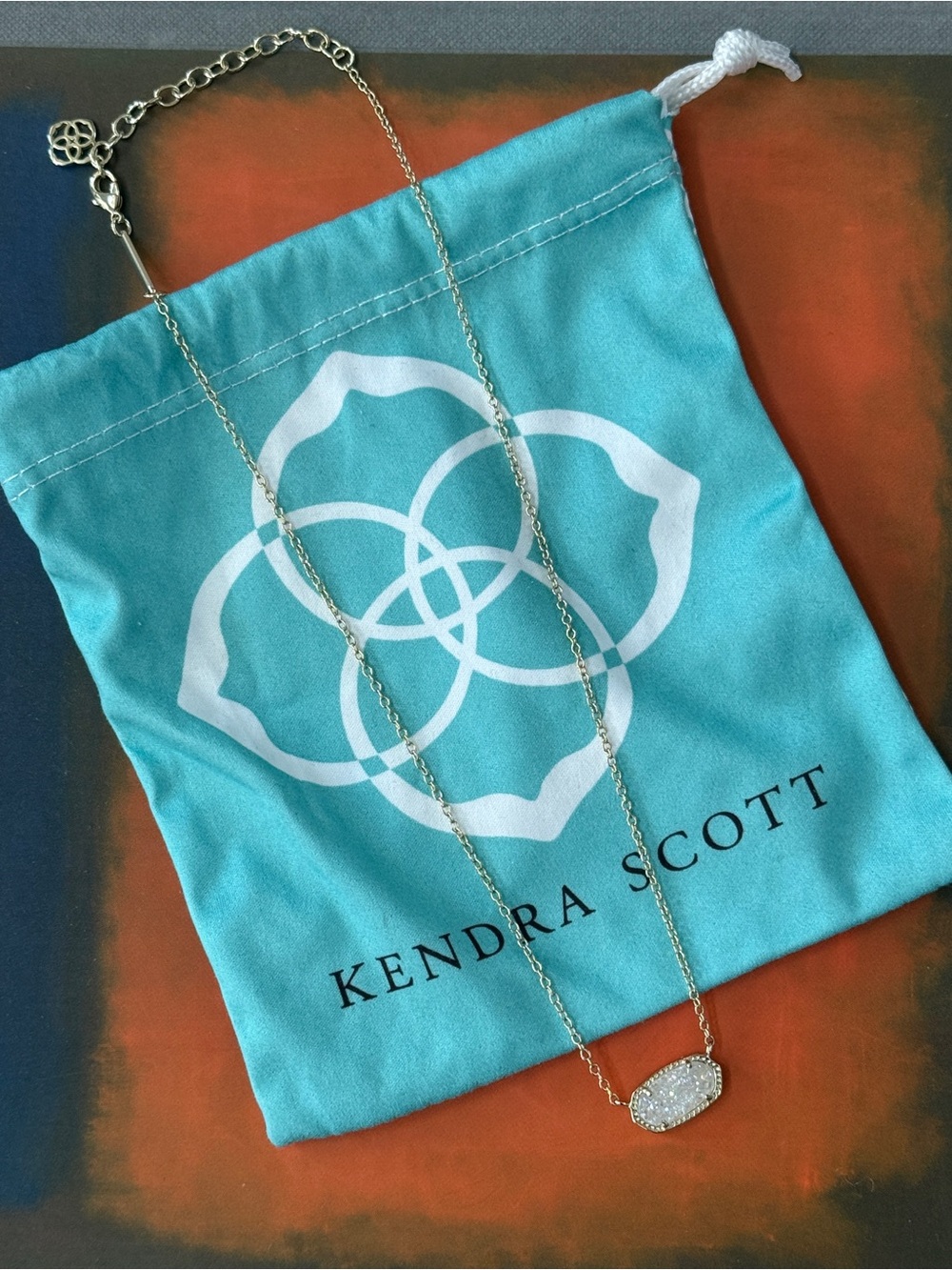 Kendra Scott Elisa Gold Necklace with White Iridescent Druzy Stone